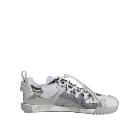 Dolce & Gabbana White Silver Low Top NS1 Sneakers Shoes