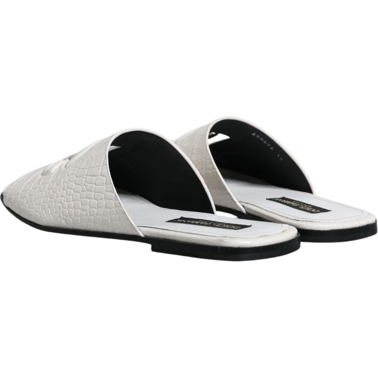 Dolce & Gabbana White DG Cut Out Leather Slides Sandals Shoes