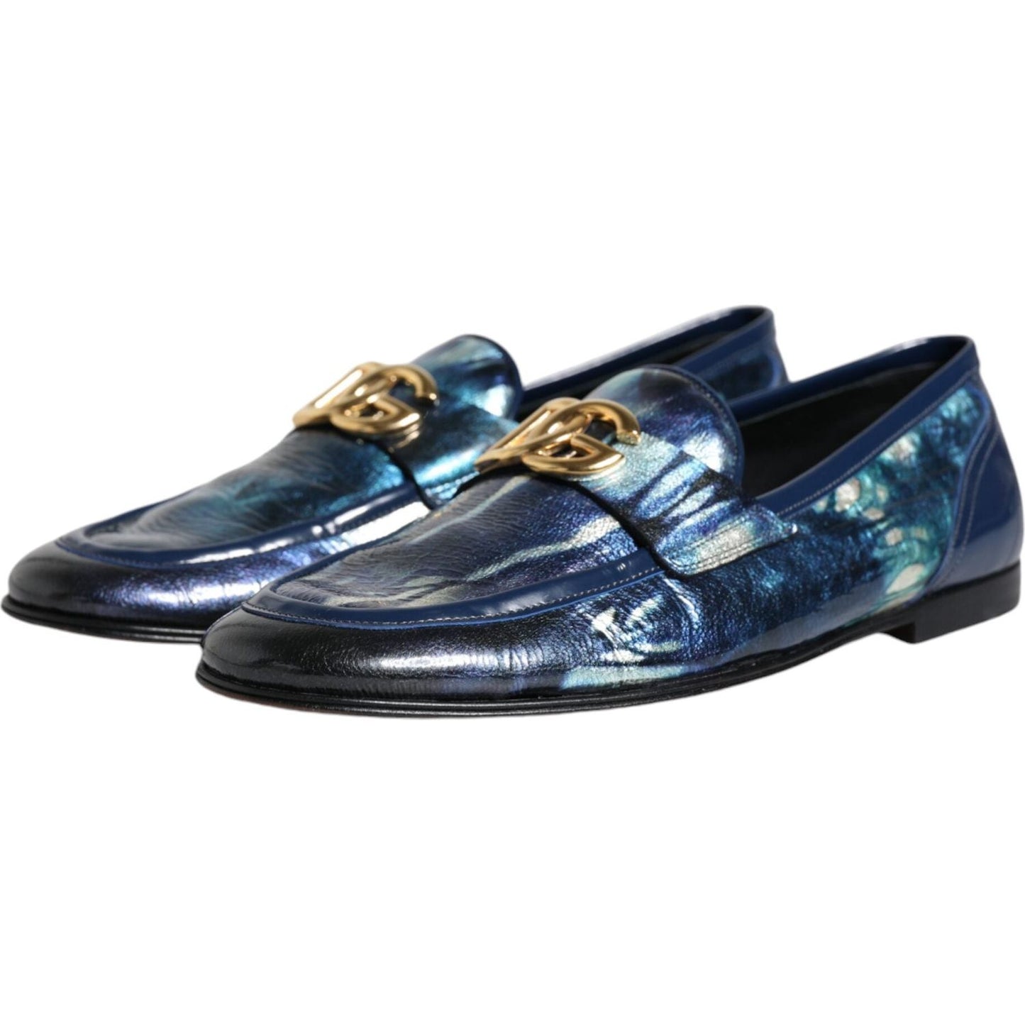 Dolce & Gabbana Blue Tie Dye DG Loafers Formal Shoes