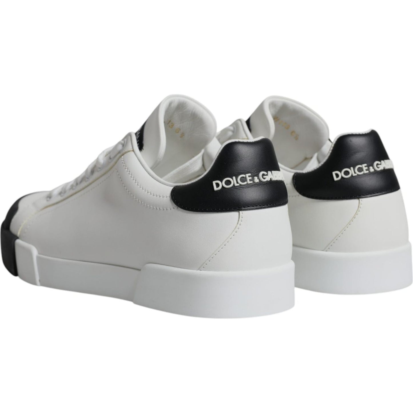 Dolce & Gabbana White Black Leather Logo Portofino Sneaker Shoes Dolce & Gabbana