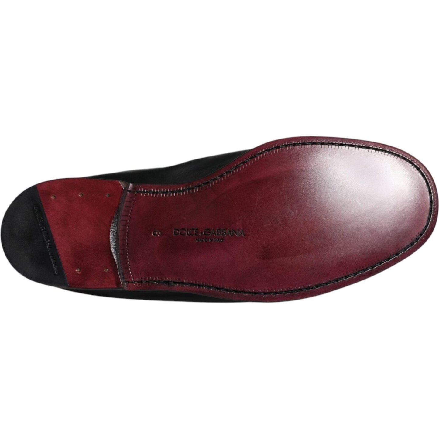 Dolce & Gabbana Black Logo Embroidered Leather Loafer Men Dress Shoes Dolce & Gabbana