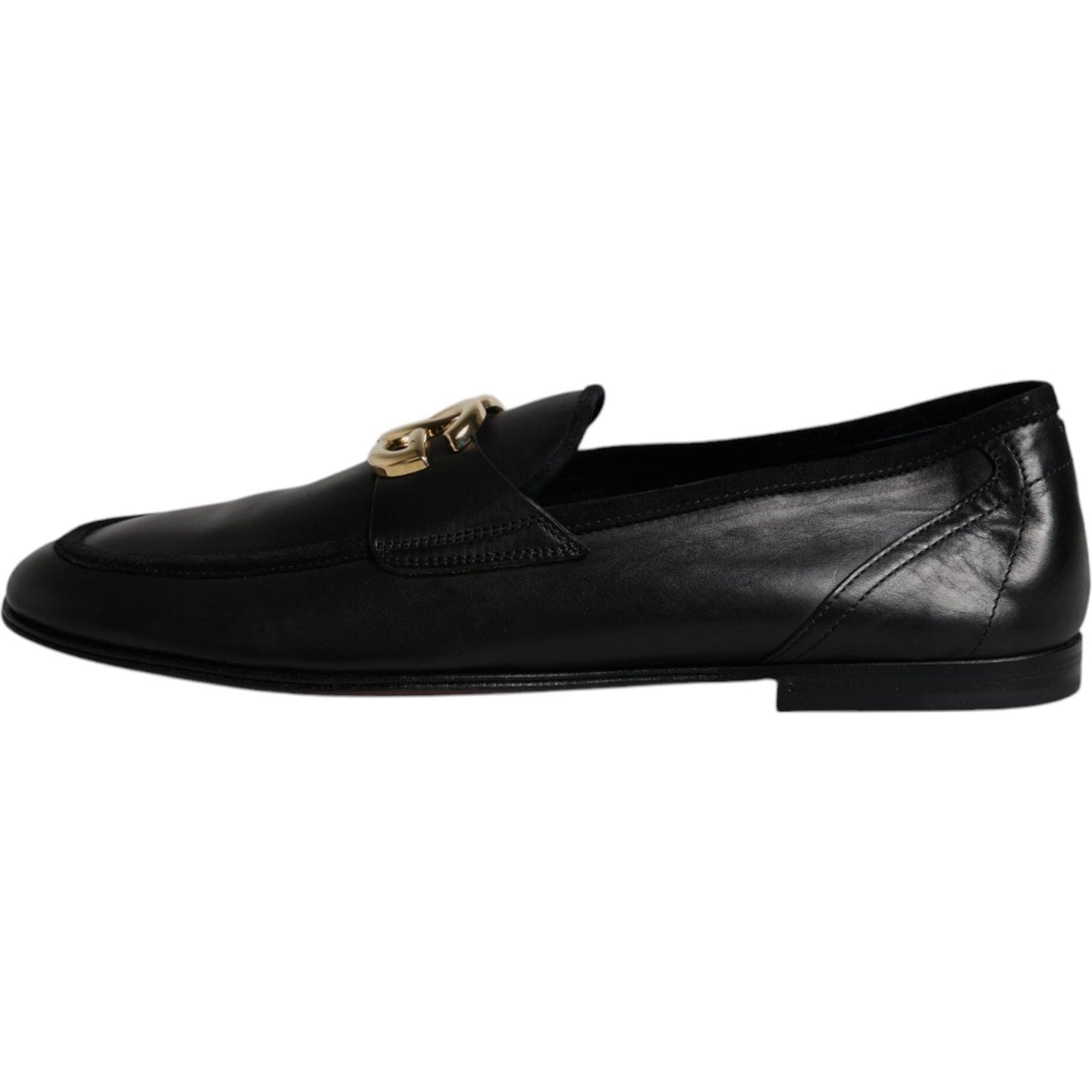 Dolce & Gabbana Black Leather Logo Slip On Loafers Shoes Dolce & Gabbana