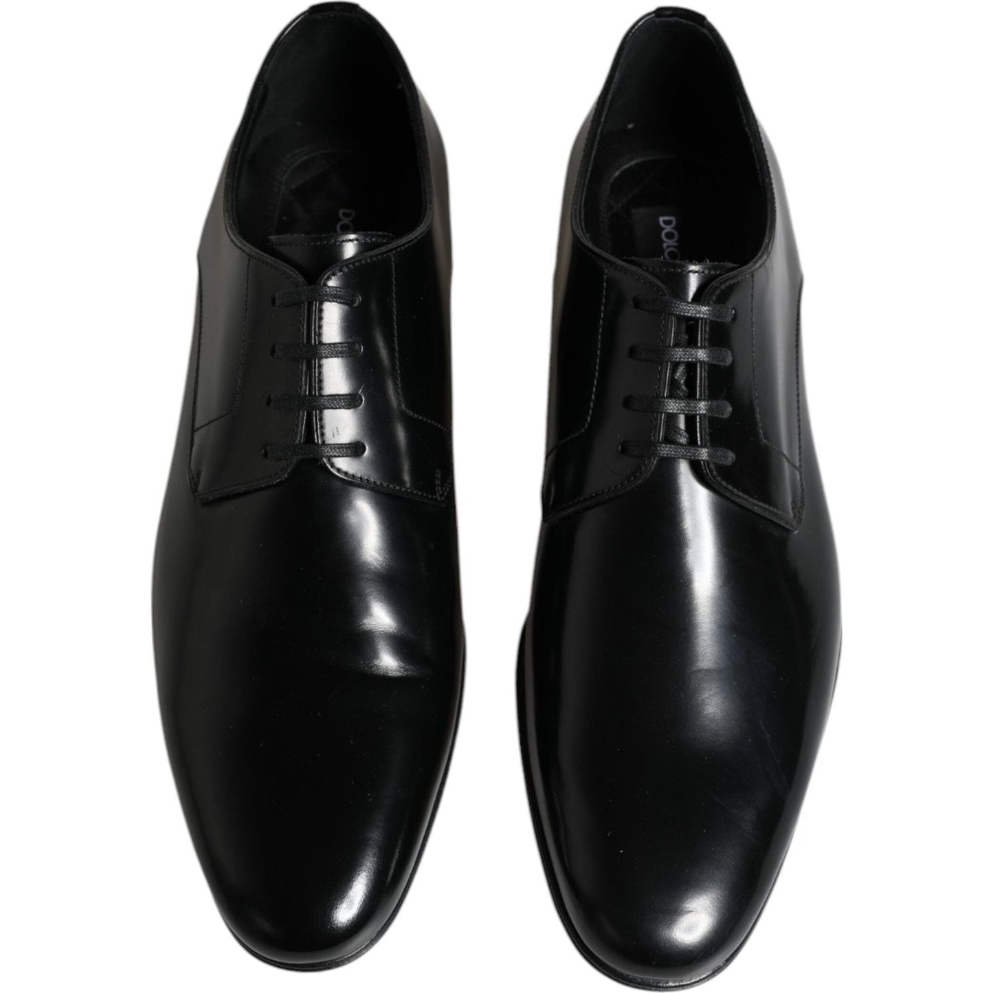 Dolce & Gabbana Black Leather Lace Up Men Derby Formal Shoes Dolce & Gabbana