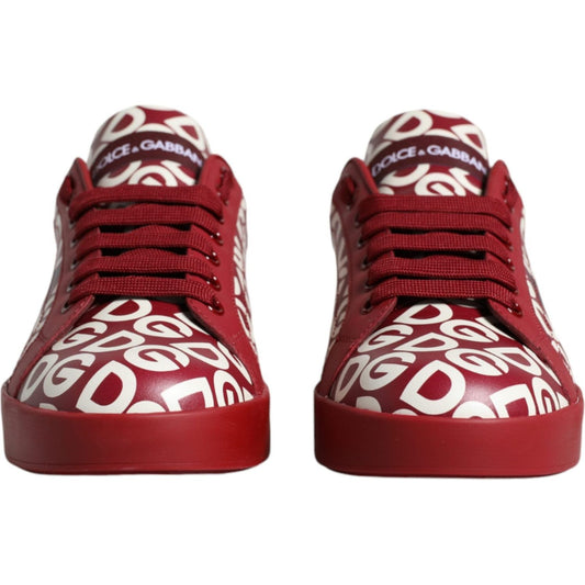 Dolce & Gabbana White Red Leather DG Mania Sneakers Shoes