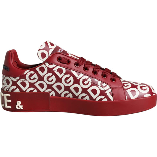 Dolce & Gabbana White Red Leather DG Mania Sneakers Shoes