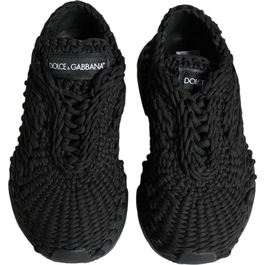 Dolce & Gabbana Black Knitted Daymaster Sneakers Shoes