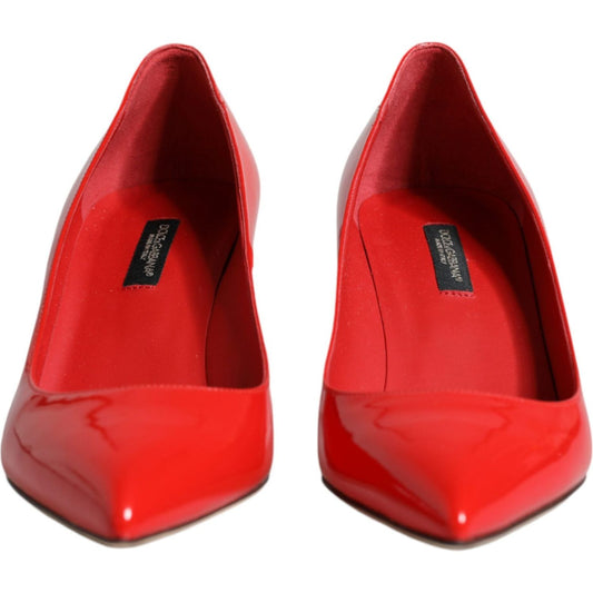 Dolce & Gabbana Red Patent Leather Kitten Heels Pumps Shoes