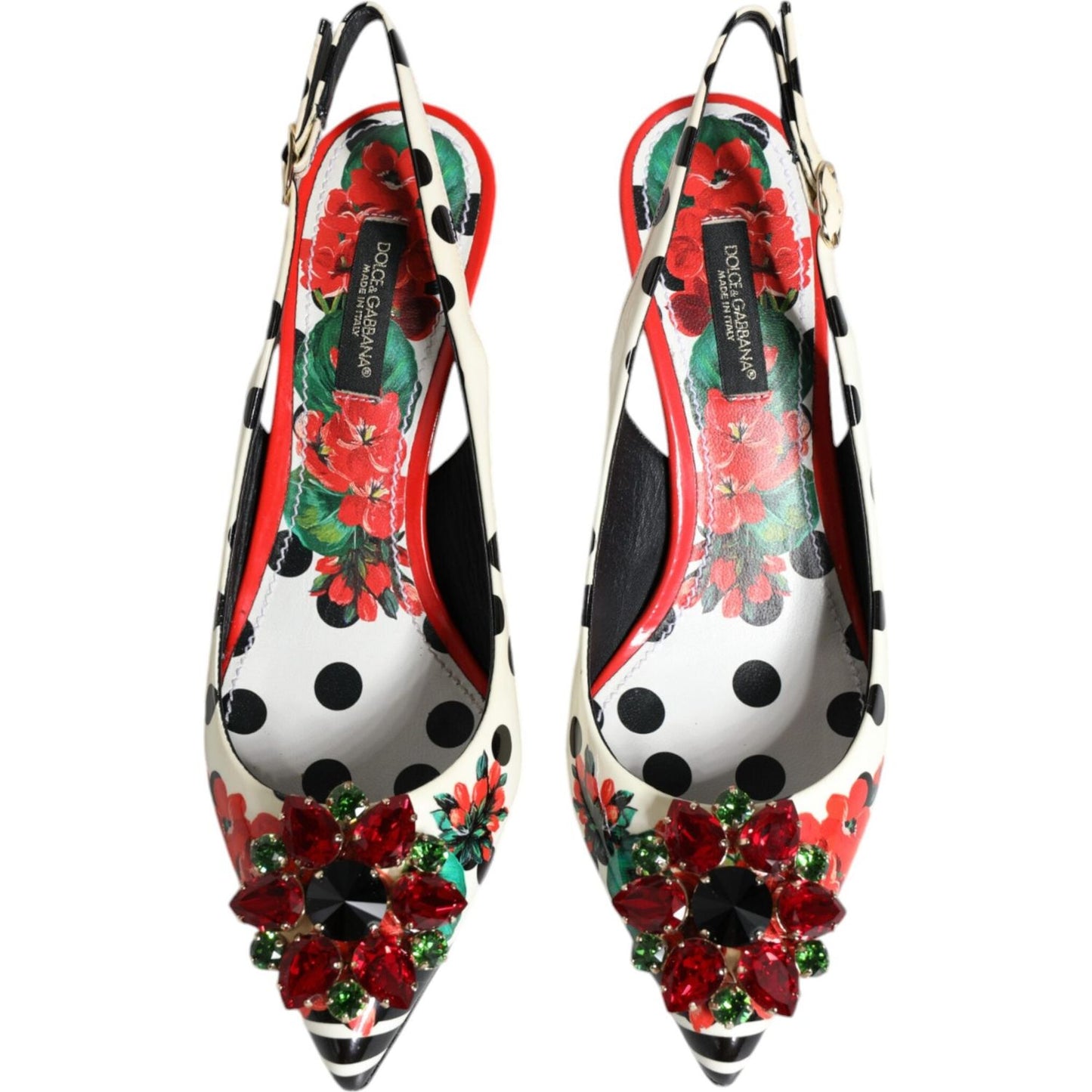 Dolce & Gabbana Multicolor Leather Crystal Heels Slingback Shoes Dolce & Gabbana