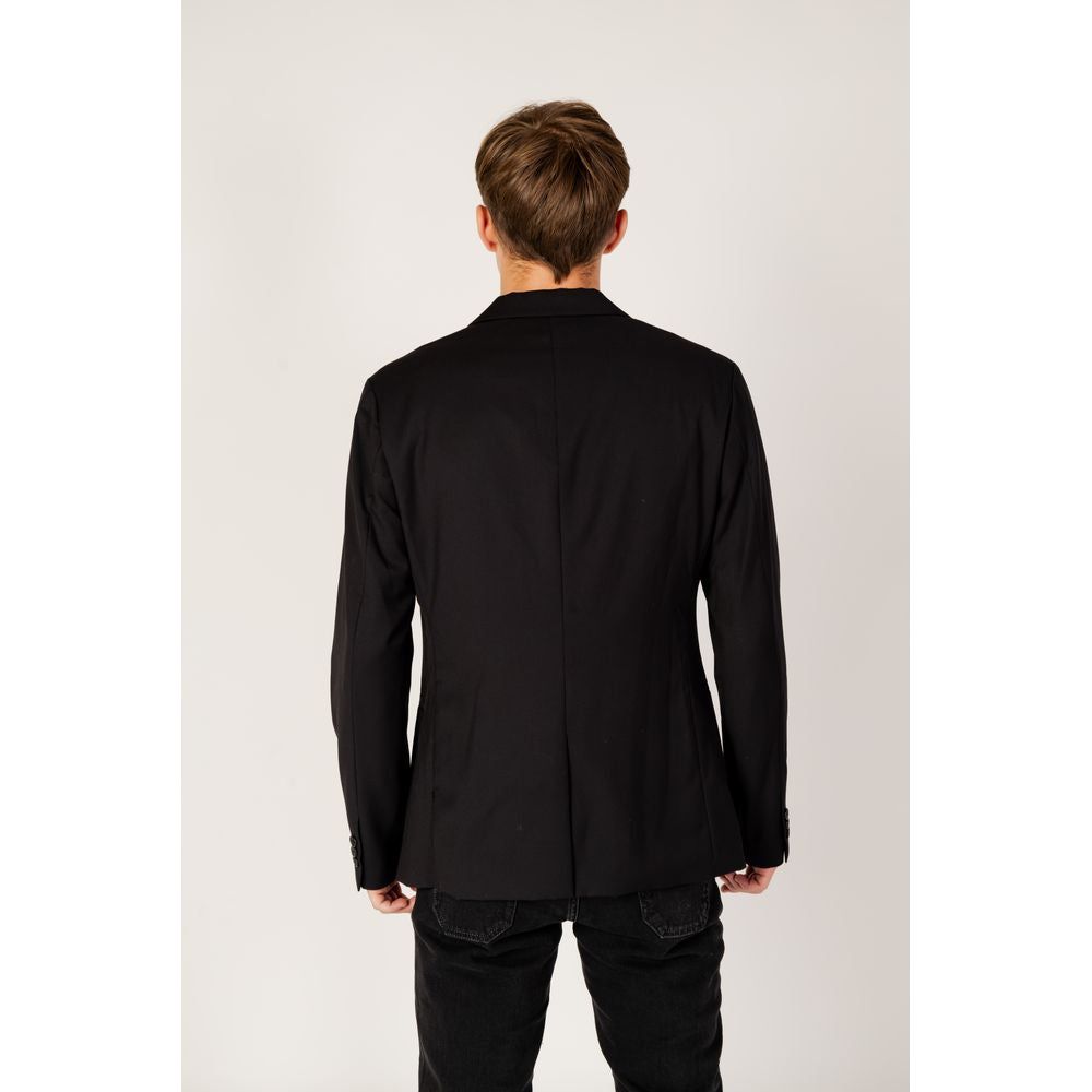 Armani Exchange Black Polyester Blazer Armani Exchange