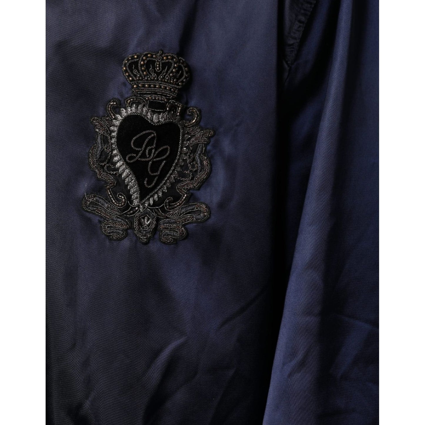 Dolce & Gabbana Blue Crown Heart Full Zip Men Bomber Jacket Dolce & Gabbana