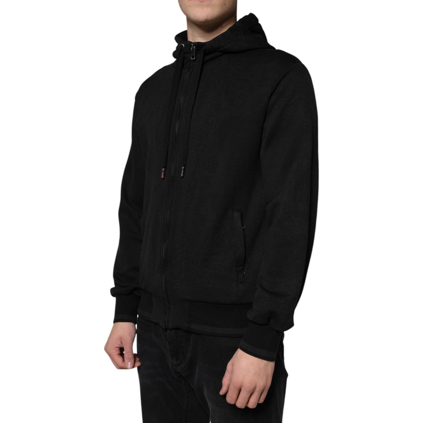 Dolce & Gabbana Black Cotton Full Zip Hooded Bomber Jacket Dolce & Gabbana