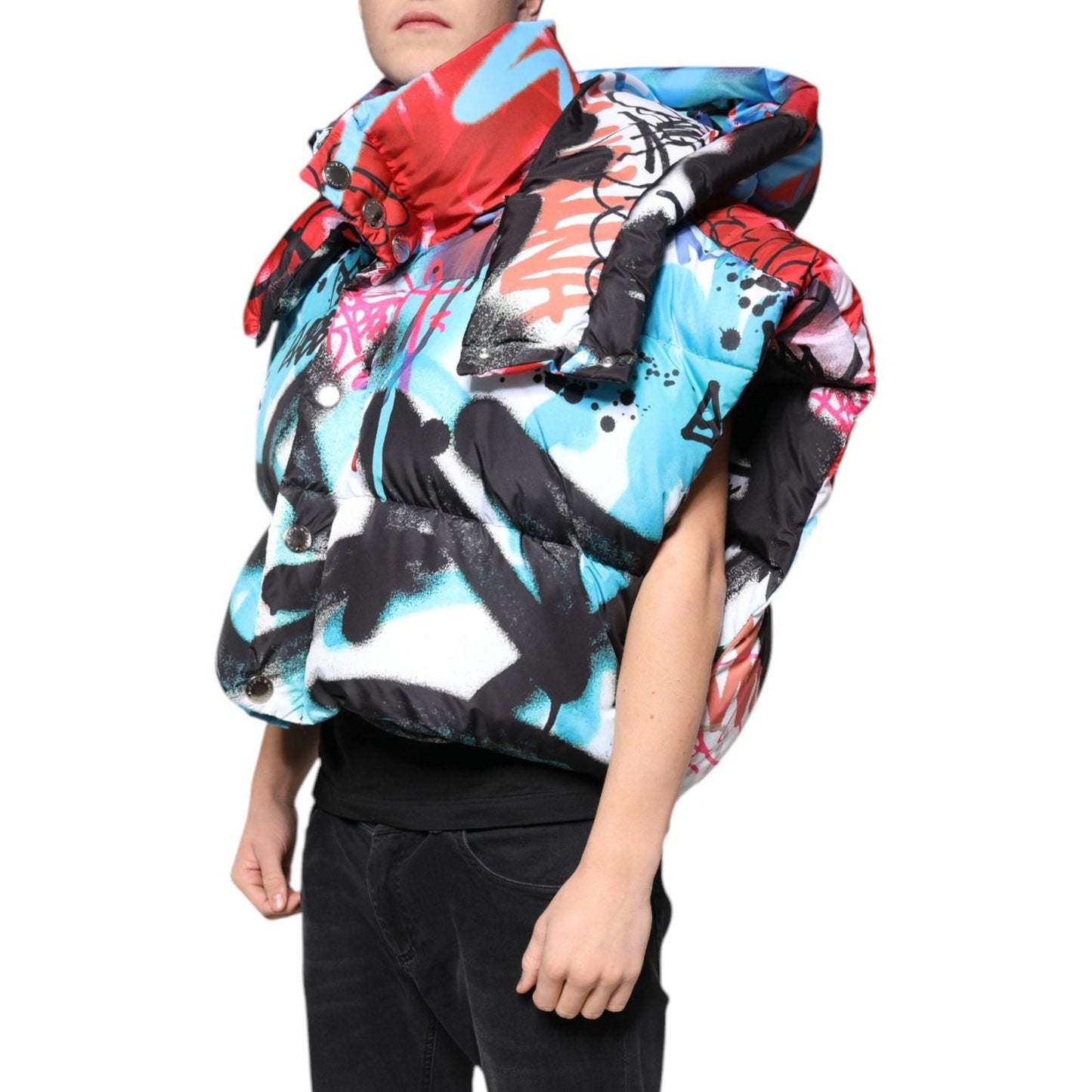 Dolce & Gabbana Multicolor Graffiti Hooded Windbreaker Jacket Dolce & Gabbana