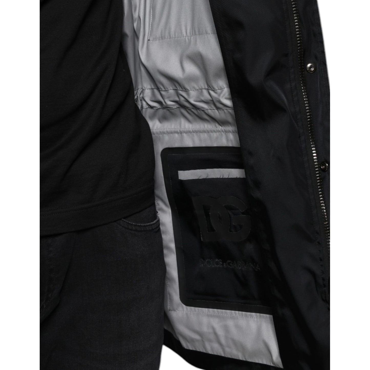 Dolce & Gabbana Black Nylon Winter Men Parka Coat Jacket