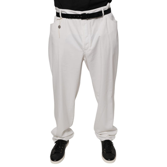 Brunello Cucinelli White Cotton Men Dress Tapered Pants
