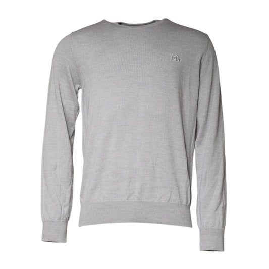 Dolce & Gabbana Light Gray Wool Crew Neck Pullover Sweater
