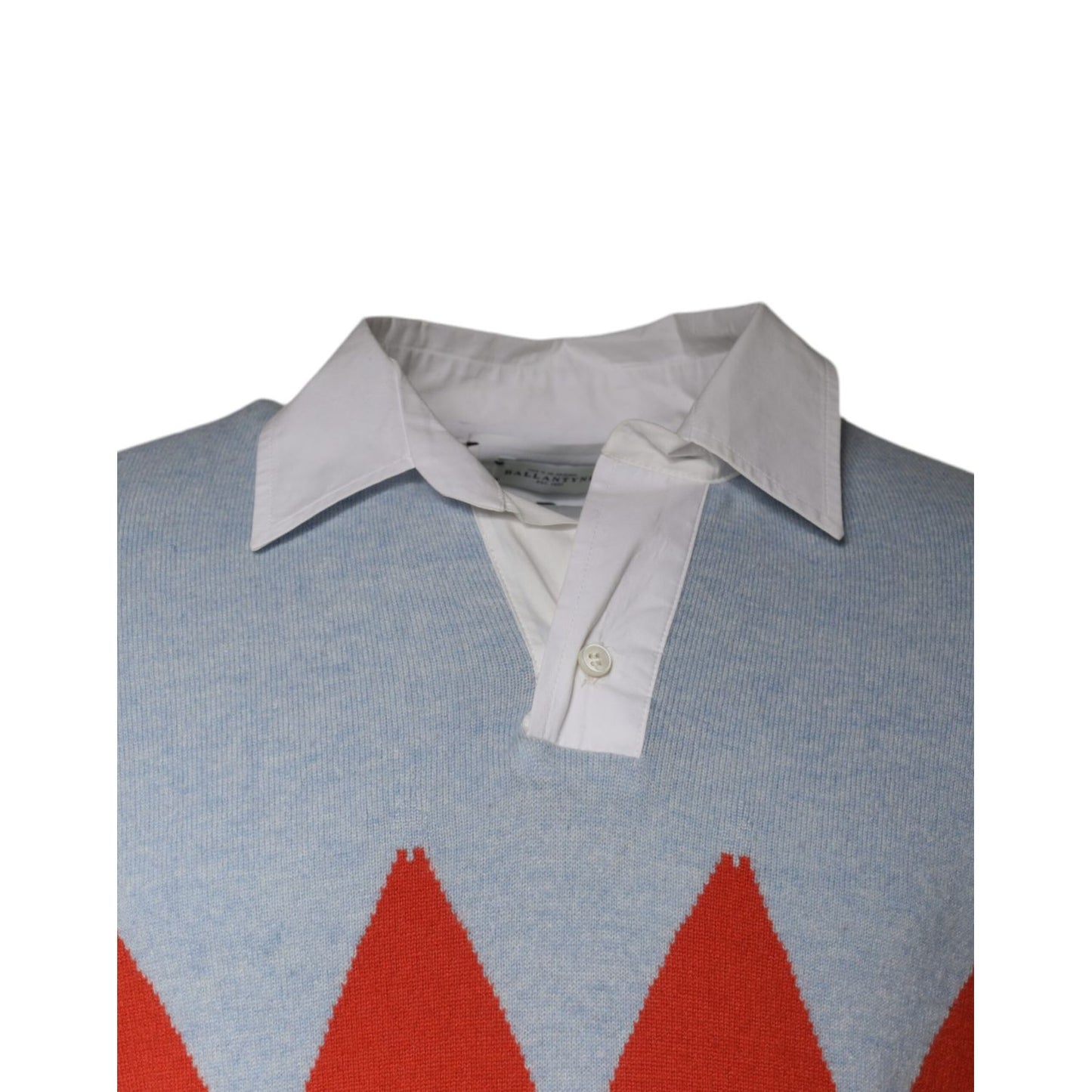 Ballantyne Multicolor Patterned Collared Long Sleeves Pullover Sweater