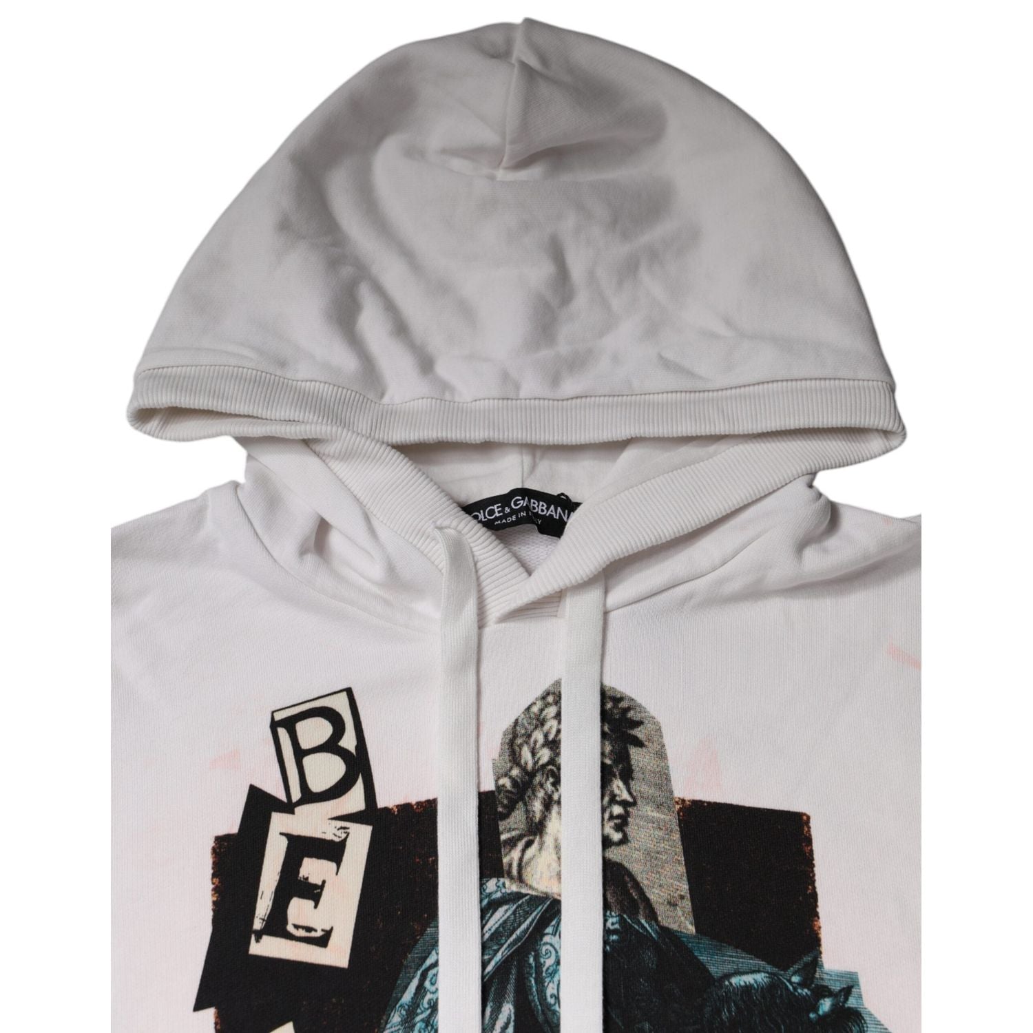 Dolce & Gabbana White Caesar Cotton Hooded Pullover Sweater