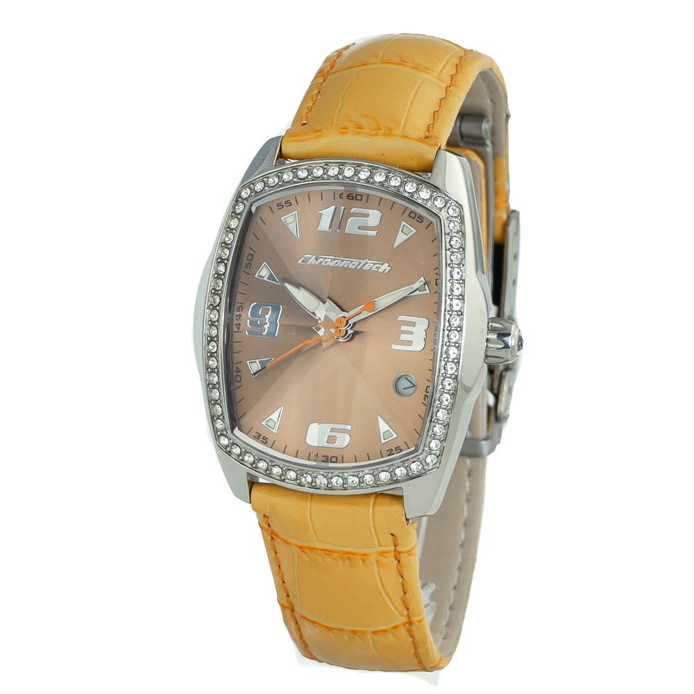 Chronotech Orange Leather Dress Watch