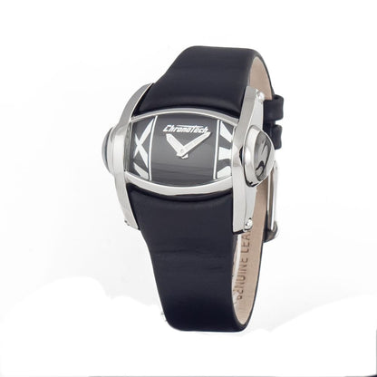 Chronotech Black Leather Dress Watch