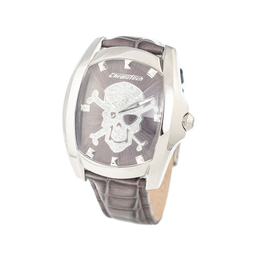 Chronotech Gray Leather Dress Watch 1728,67434610848,Accessories,Chronotech,Dress Watches - Watches - Accessories,Gray,Men,New with tags,Watches - Accessories