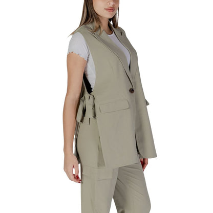 B.Young Green Polyester Waistcoat