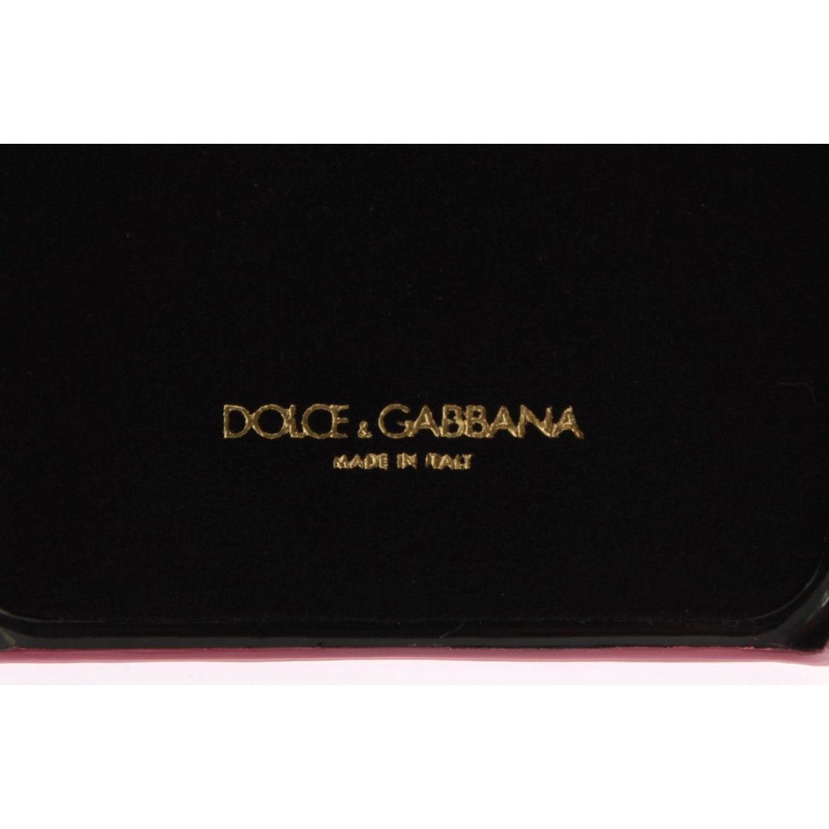 Dolce & Gabbana Chic Pink Leather Heart-Embellished Phone Cover Dolce & Gabbana