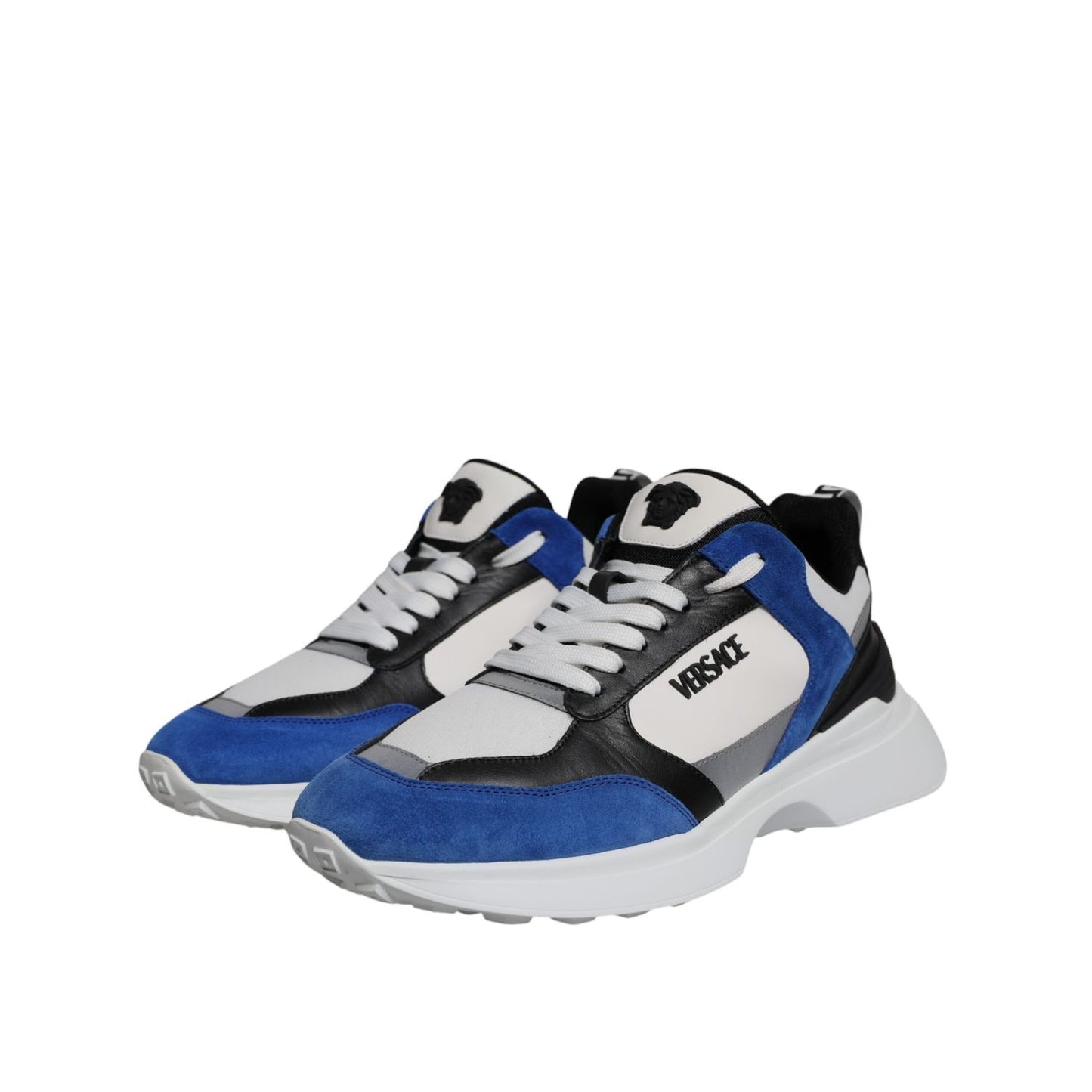 Versace Multicolor Canvas Quad Fabric Medusa Low Top Sneakers Shoes Versace