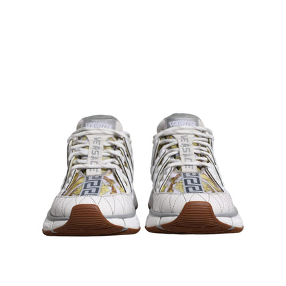 Versace White Trigreca Barocco Print Low Top Sneakers Shoes Versace