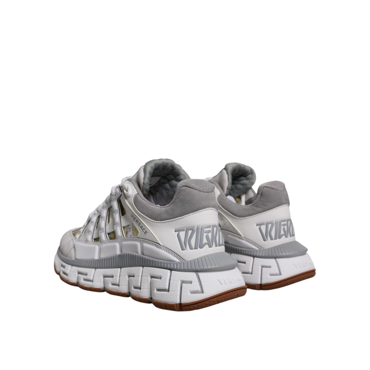 Versace White Trigreca Barocco Print Low Top Sneakers Shoes Versace