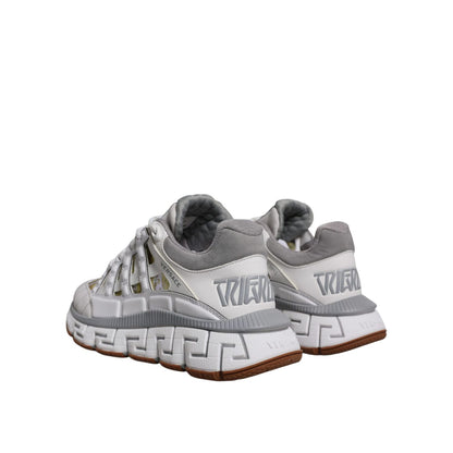 Versace White Trigreca Barocco Print Low Top Sneakers Shoes Versace