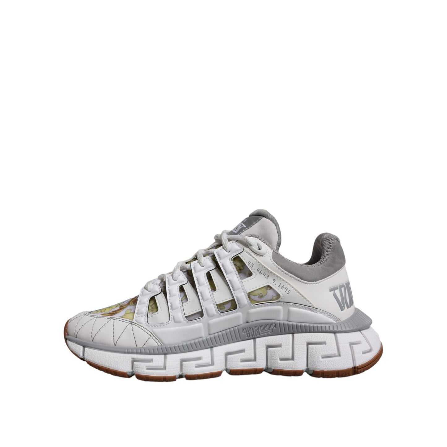 Versace White Trigreca Barocco Print Low Top Sneakers Shoes Versace