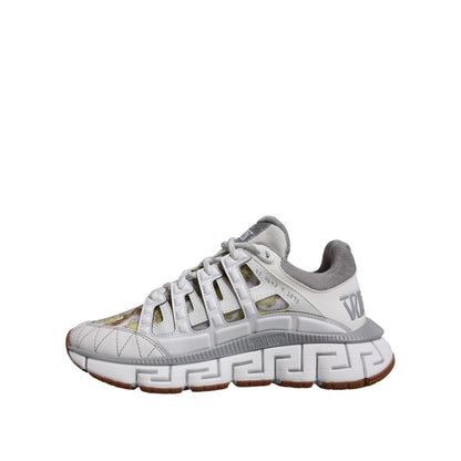 Versace White Trigreca Barocco Print Low Top Sneakers Shoes Versace