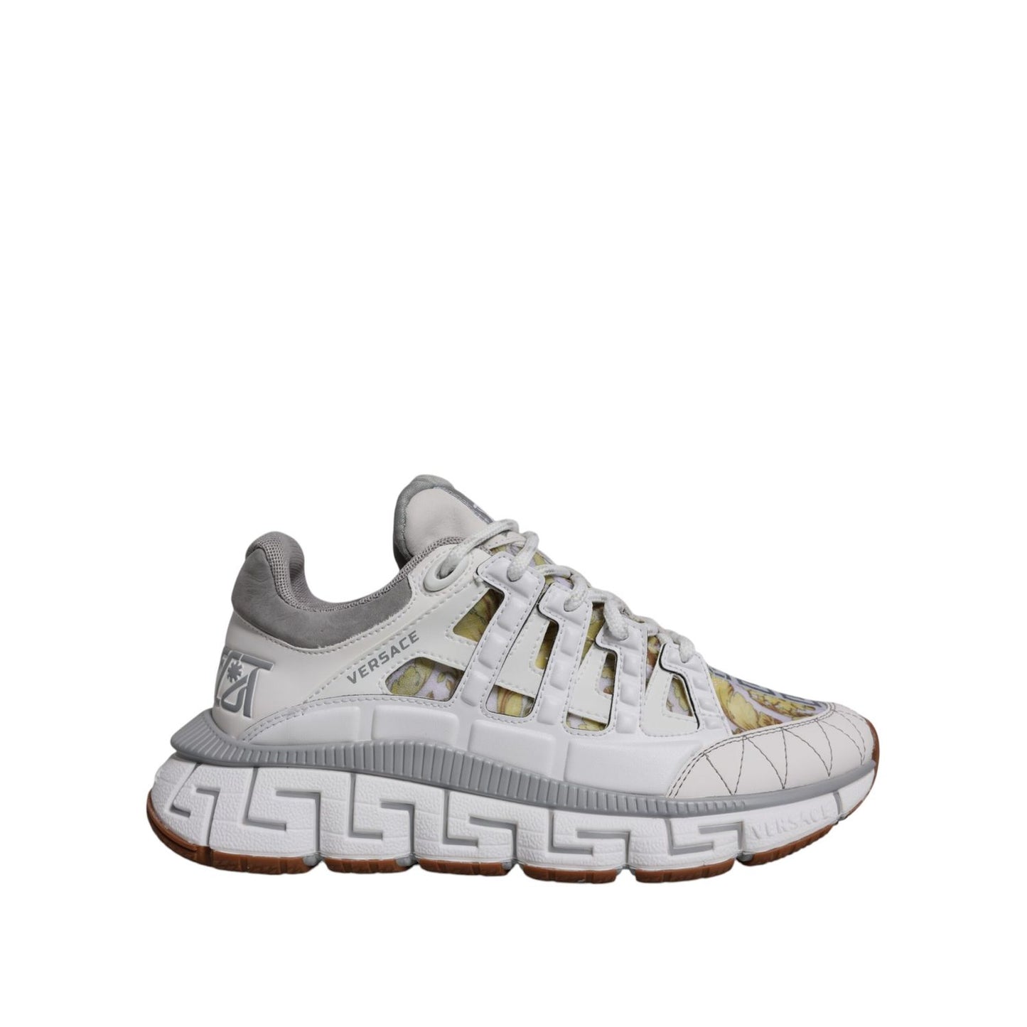Versace White Trigreca Barocco Print Low Top Sneakers Shoes Versace