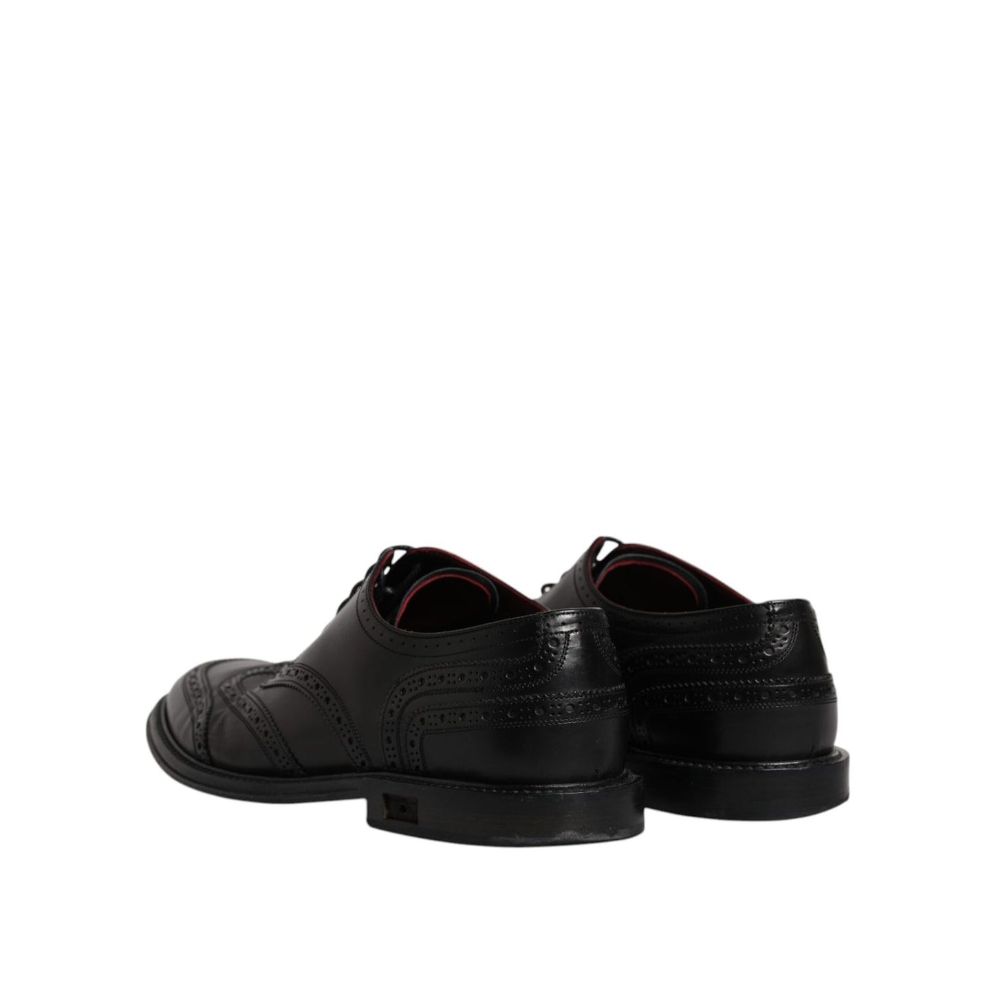 Dolce & Gabbana Black Leather Derby Wingtip Formal Shoes
