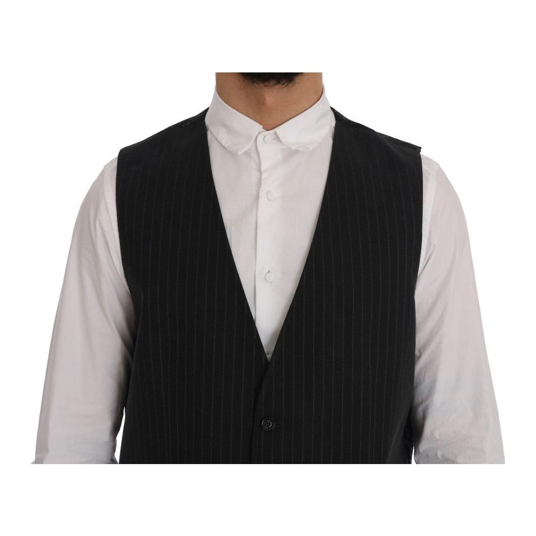 Dolce & Gabbana Elegant Gray Striped Men's Waistcoat Vest Dolce & Gabbana