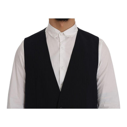 Dolce & Gabbana Black STAFF Wool Striped Vest