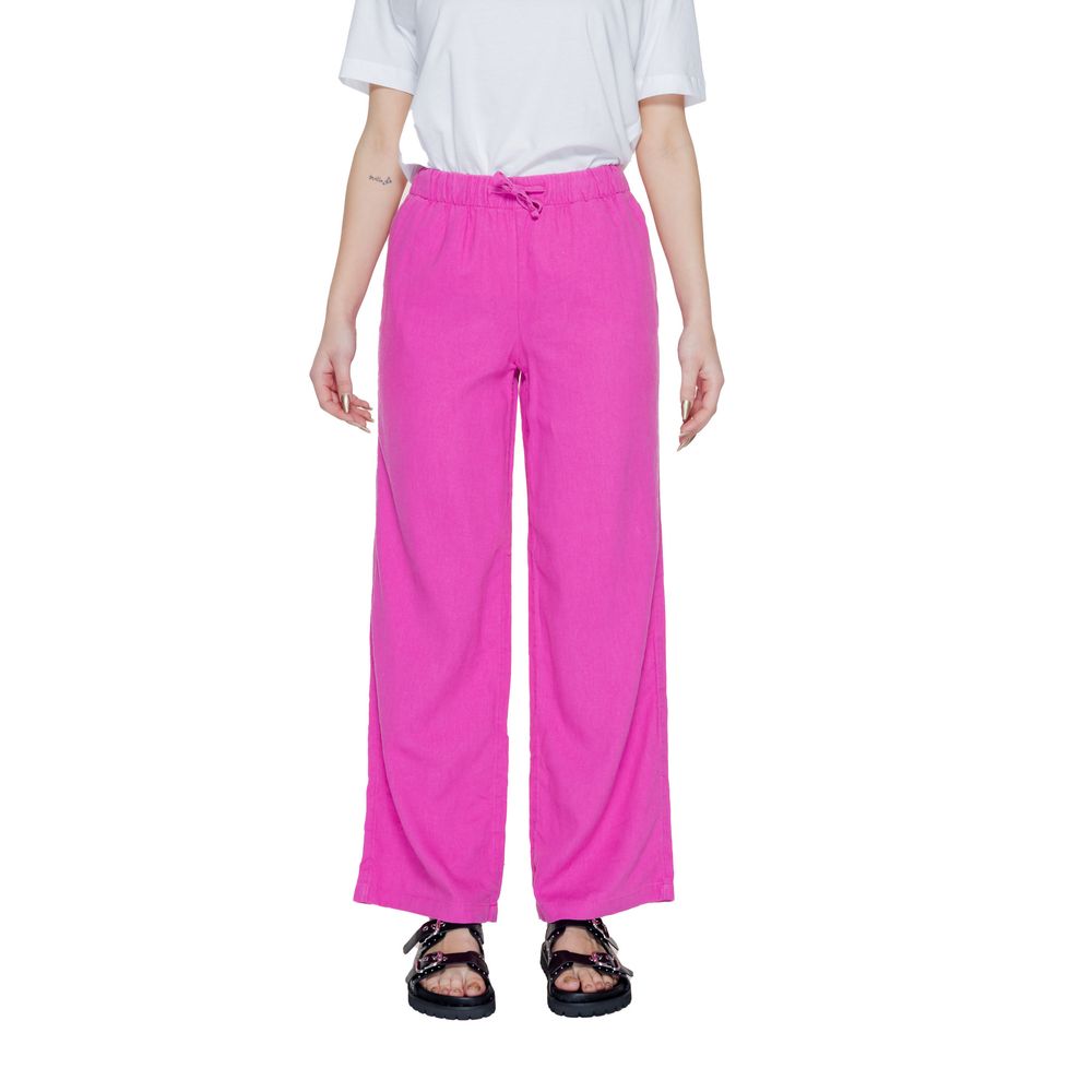 Only Pink Linen Casual Pants