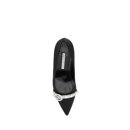 Manolo Blahnik Black Asapump Satin Pumps