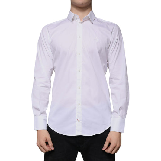 Dolce & Gabbana White Cotton Blend Men MARTINI Dress Shirt