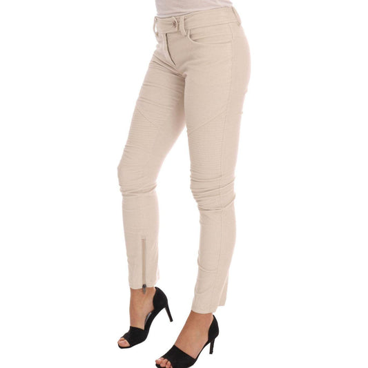 Ermanno Scervino Chic Beige Corduroy Skinny Slim Fit Pants Jeans & Pants Ermanno Scervino