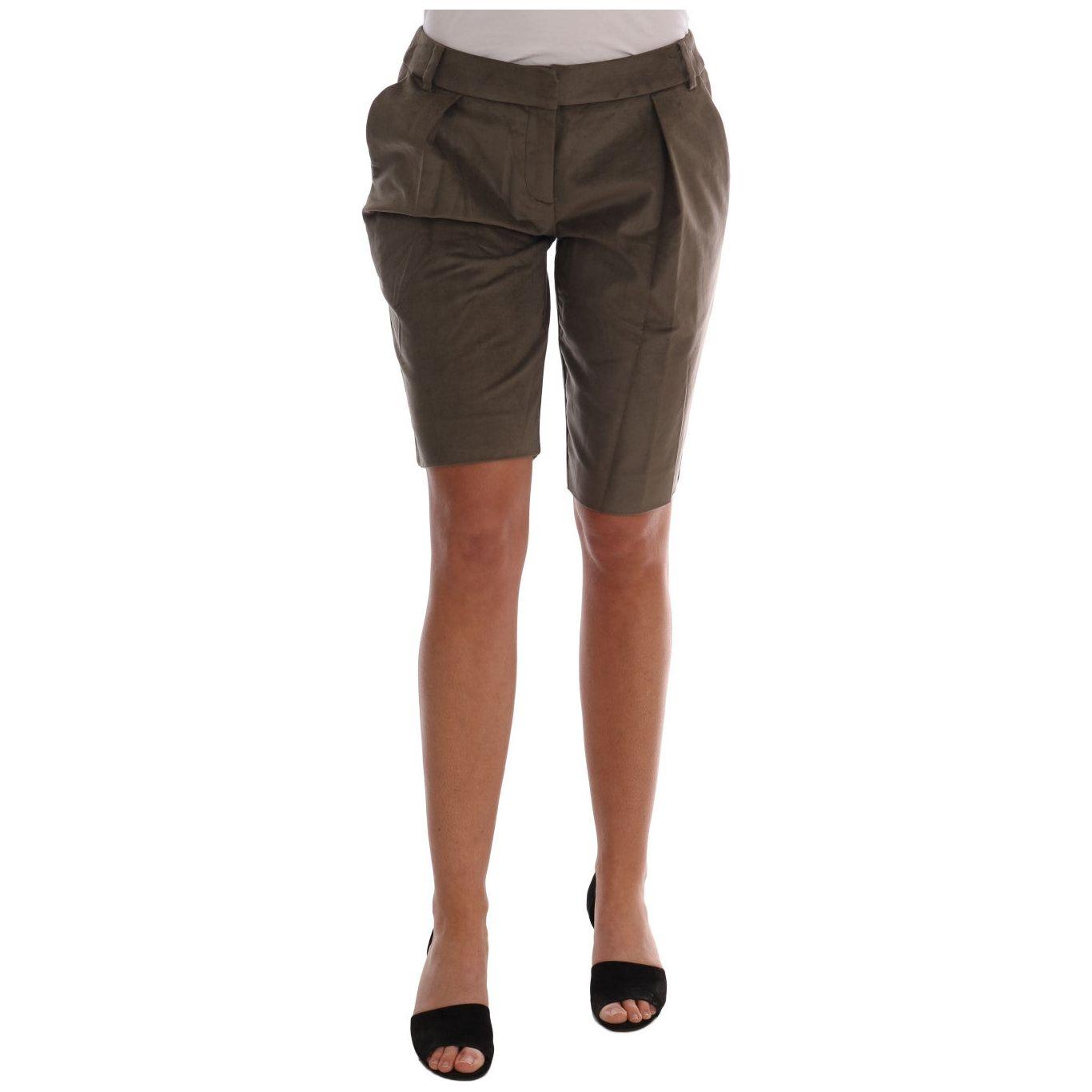 Ermanno Scervino Brown Velvet Bermuda Shorts