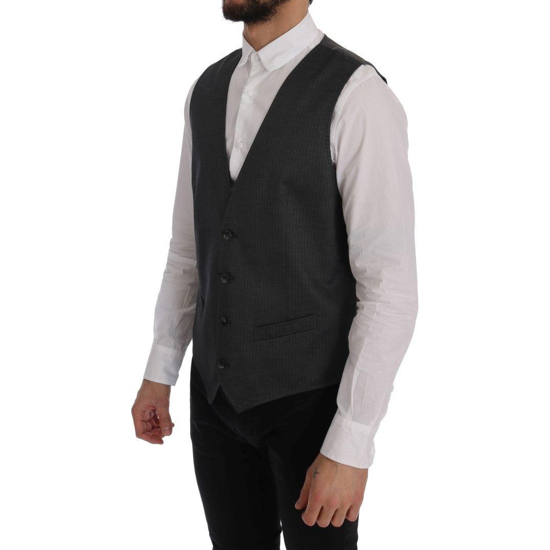 Dolce & Gabbana Sleek Gray Single-Breasted Waistcoat Vest Dolce & Gabbana