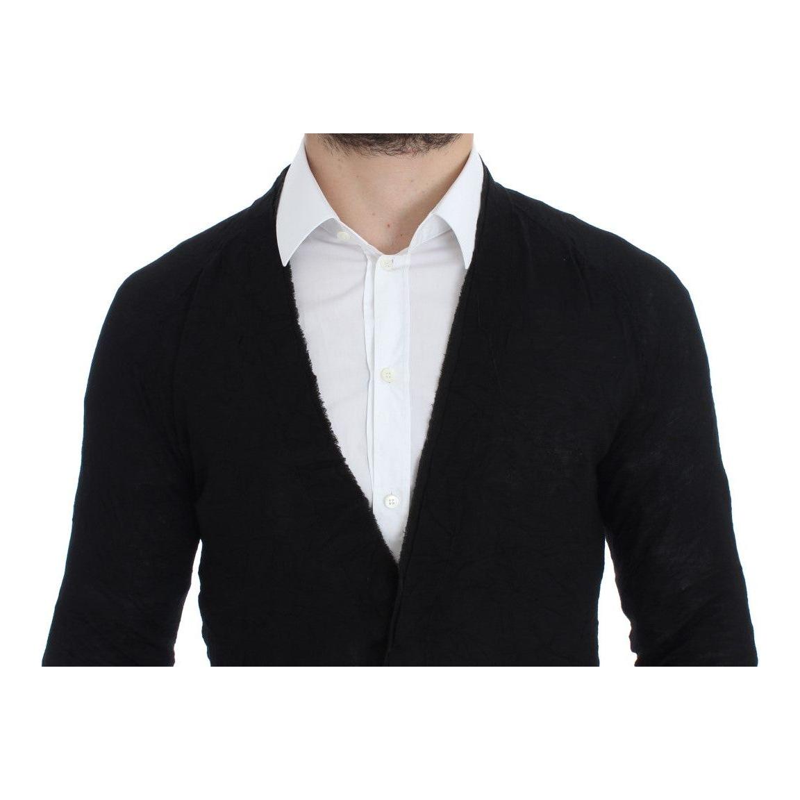 Costume National Elegant Black Merino Wool Cardigan Costume National