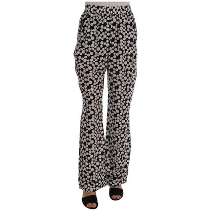 Dolce & Gabbana Black White Polka Dottes Silk Pants
