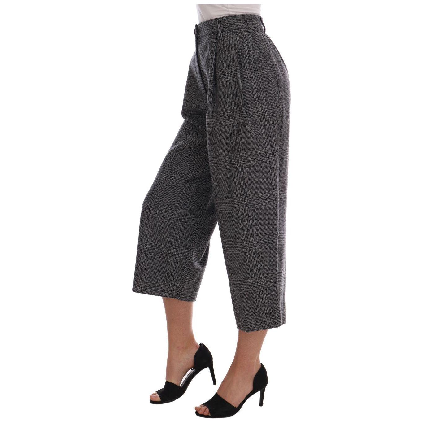 Dolce & Gabbana Elegant Gray Check Capri Wool Pants Dolce & Gabbana