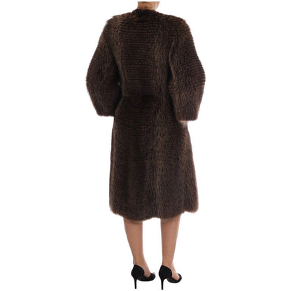Dolce & Gabbana Brown Raccoon Fur Coat Jacket