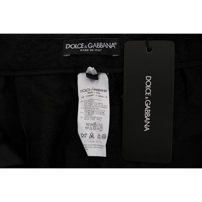 Dolce & Gabbana Black Brocade High Waist Capri Shorts