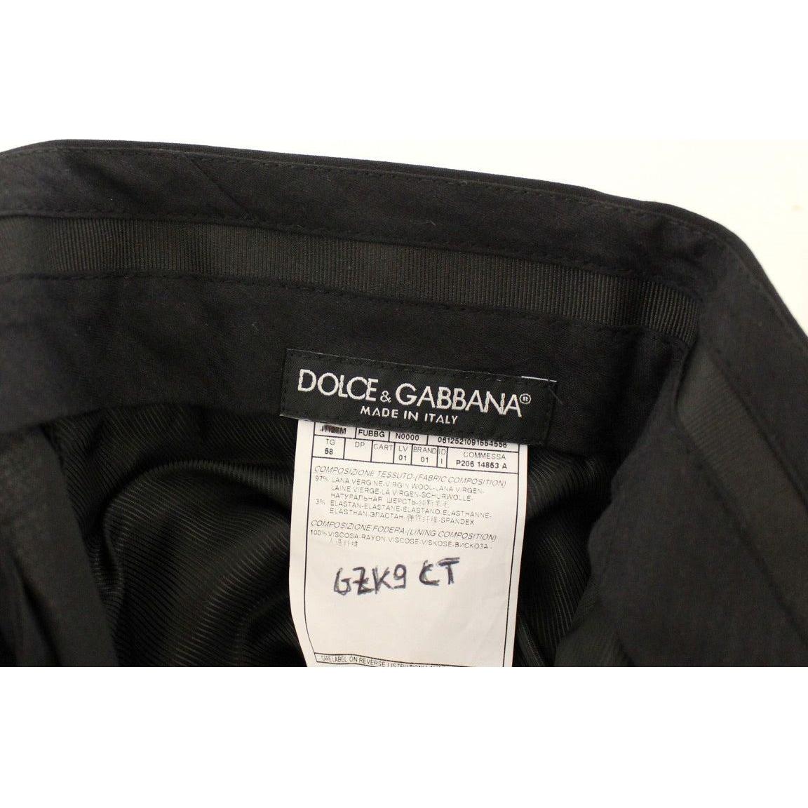 Dolce & Gabbana Black Wool Stretch Pleated Pants