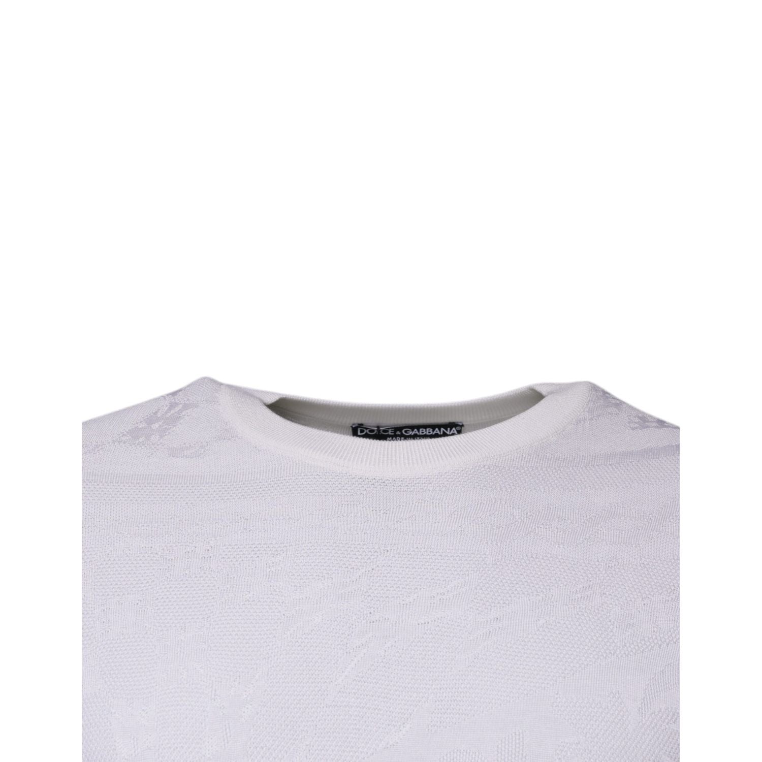 Dolce & Gabbana White Silk Crew Neck Men Pullover Sweater