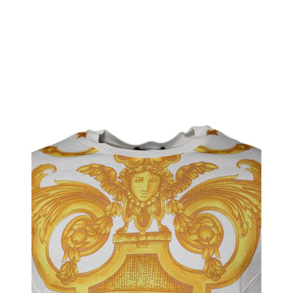 Versace White Medusa Print Cotton Crew Neck T-shirt Versace